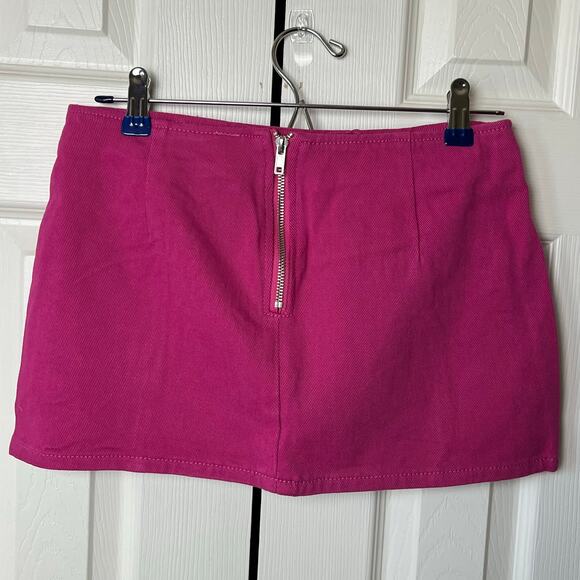 Pretty Little Thing Pink Micro Mini Denim Skirt Womens Size 4 - Picture 2 of 6